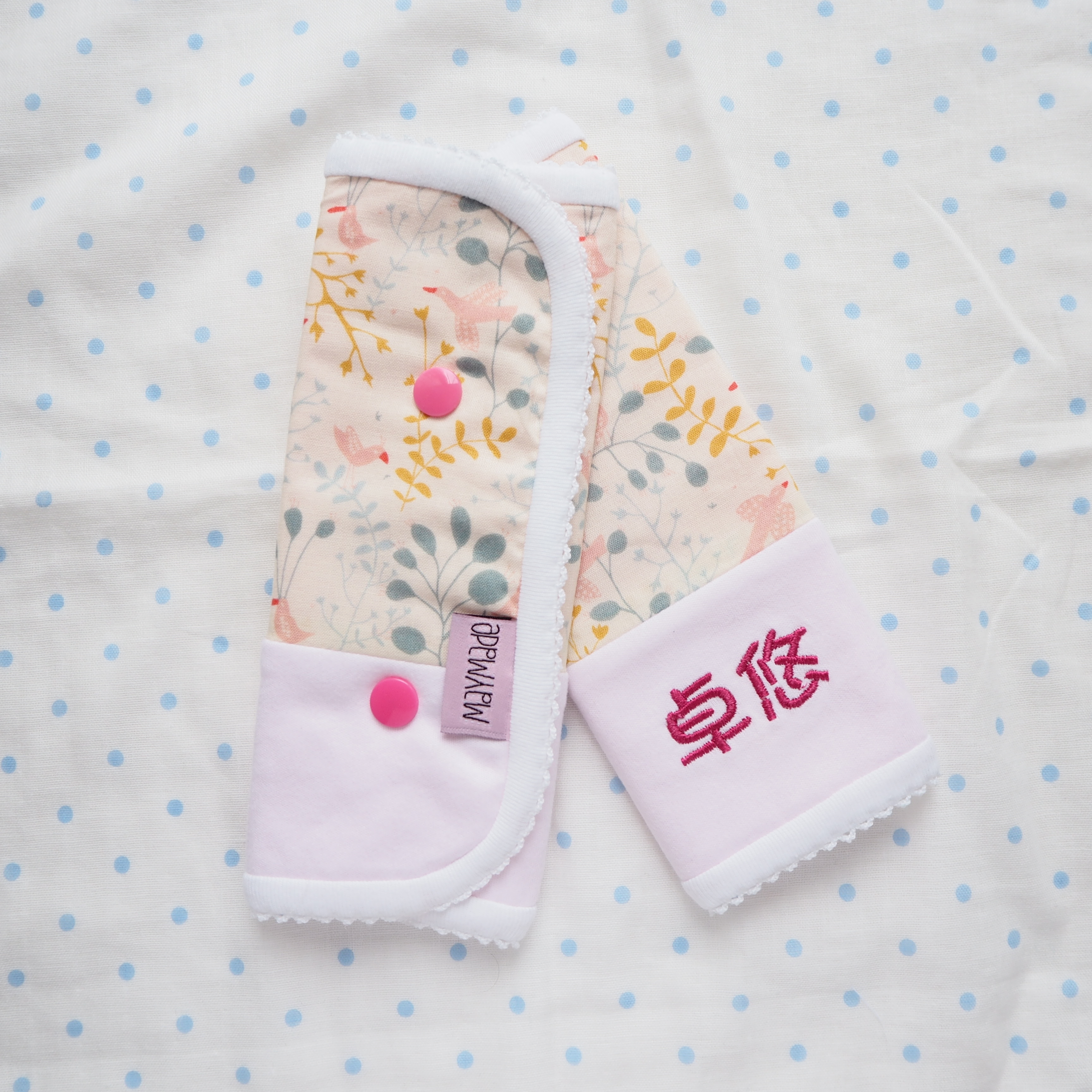 花鳥叢林圖案 日本六重紗雙面背帶口水巾 咬咬巾