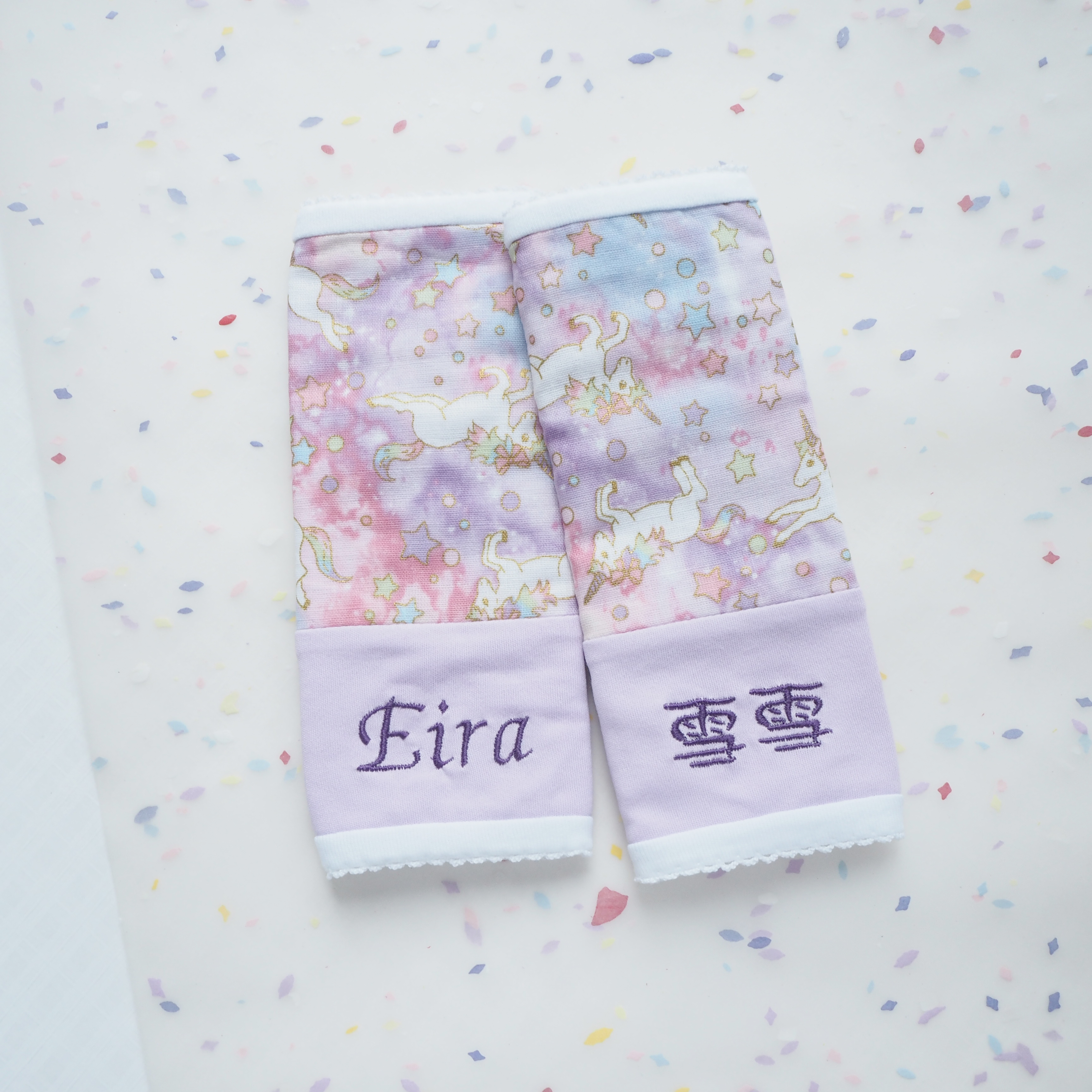 紫色獨角獸圖案 日本六重紗雙面背帶口水巾 咬咬巾