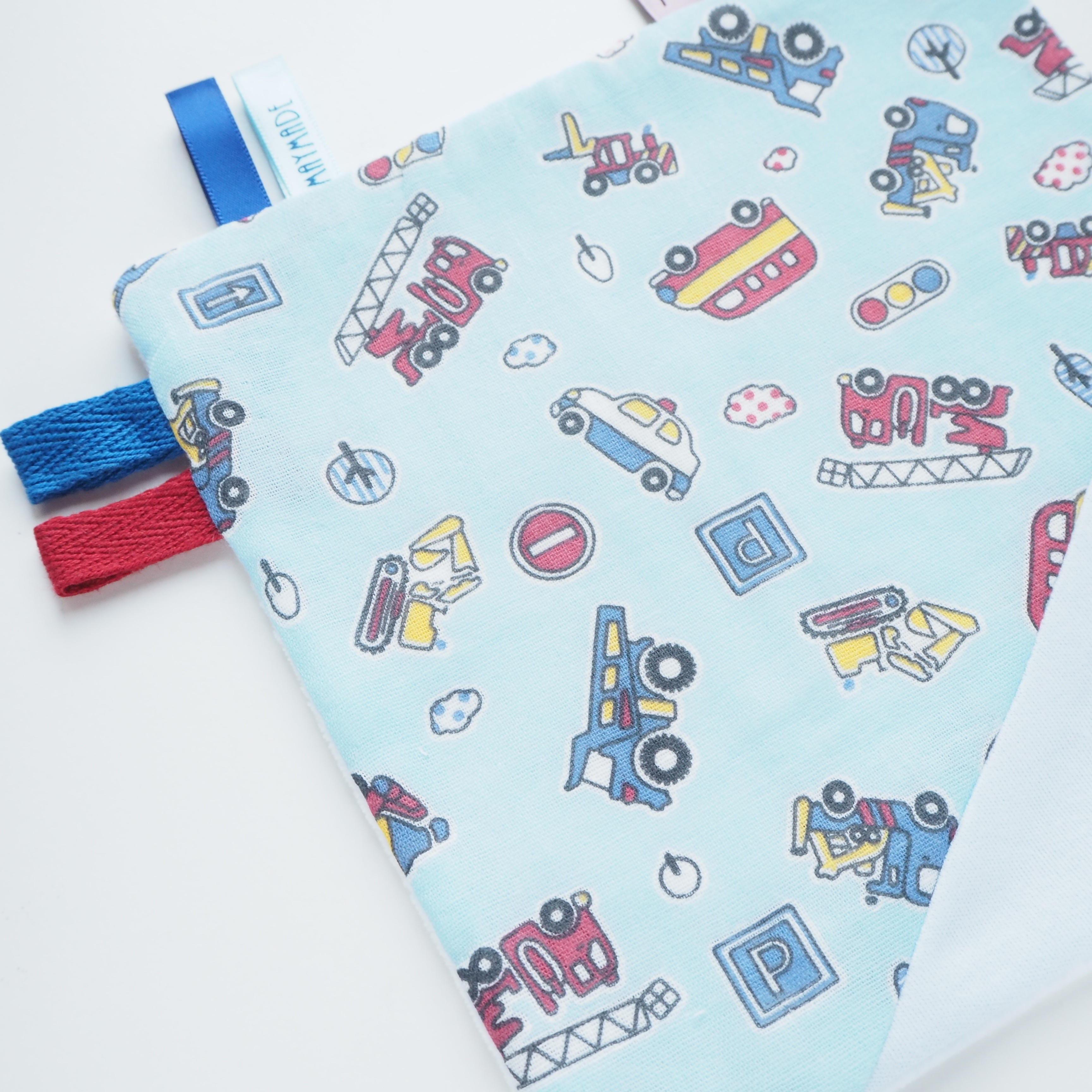 藍色車圖案 安撫巾