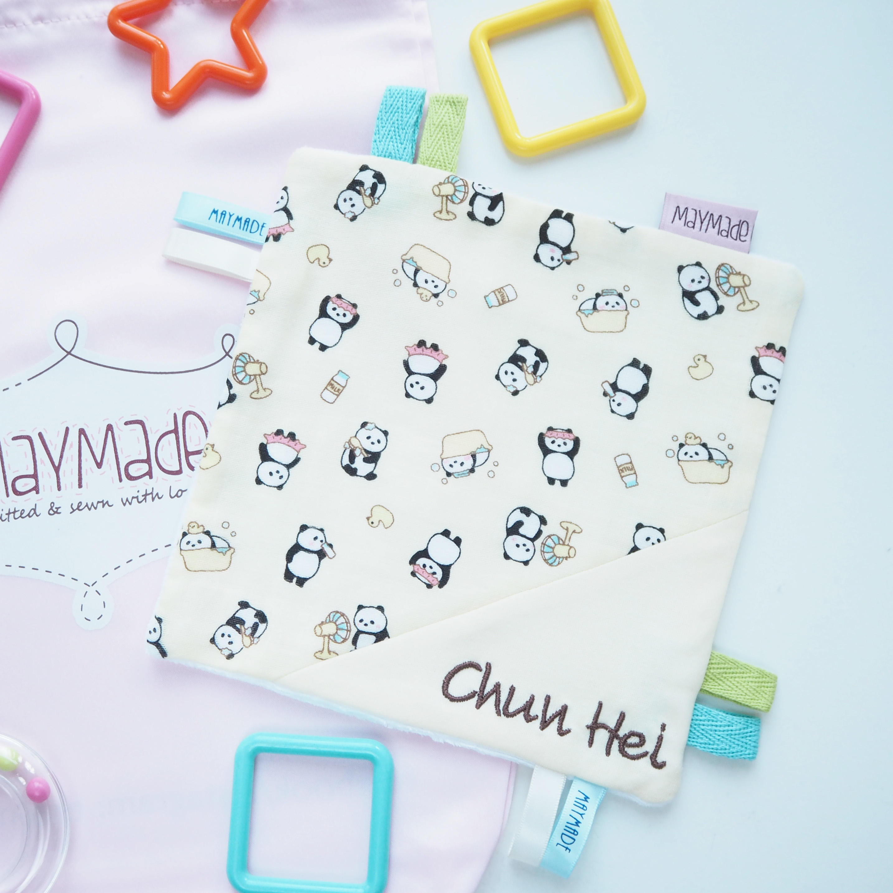 洗澡熊貓圖案 安撫巾