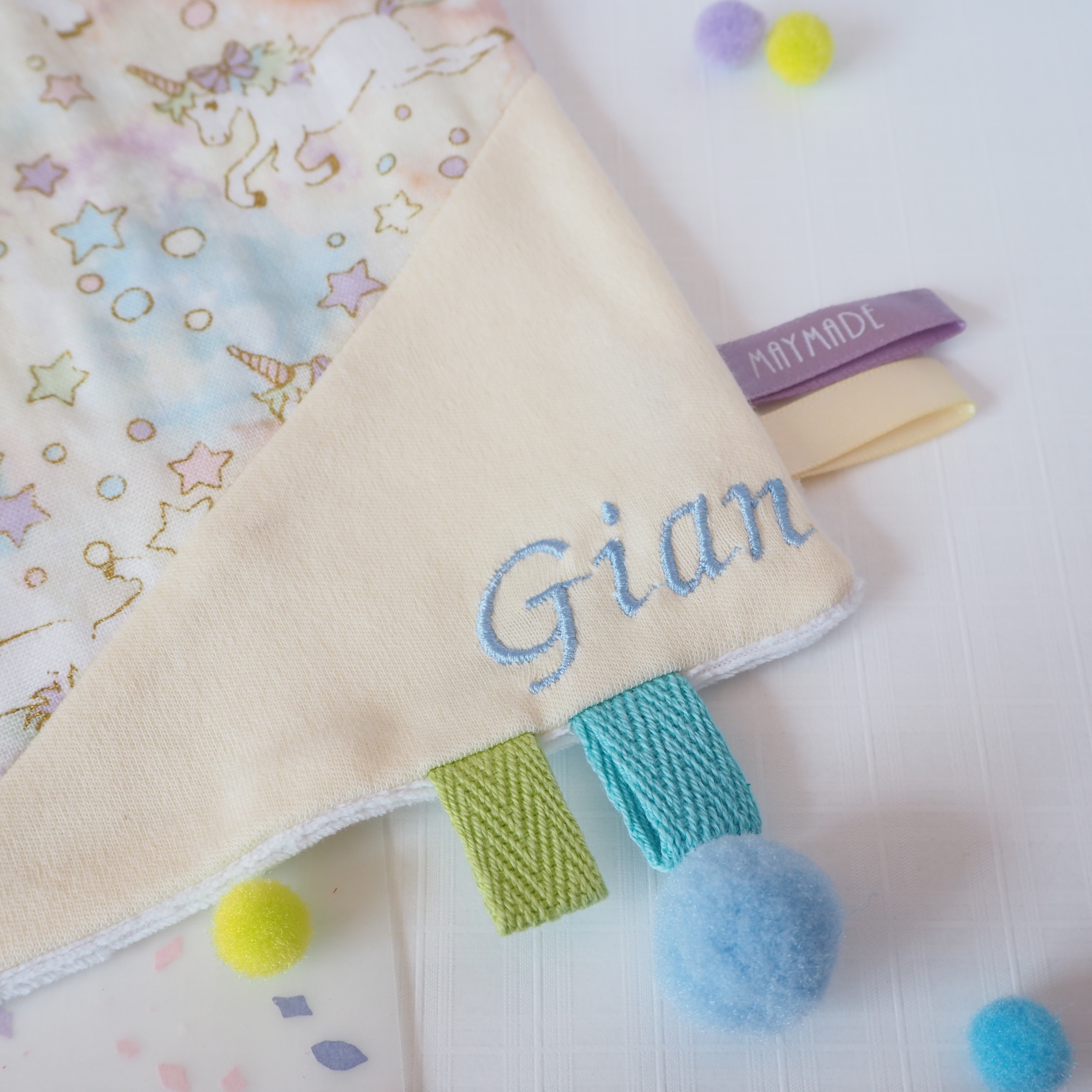 黃色獨角獸恐龍圖案 安撫巾