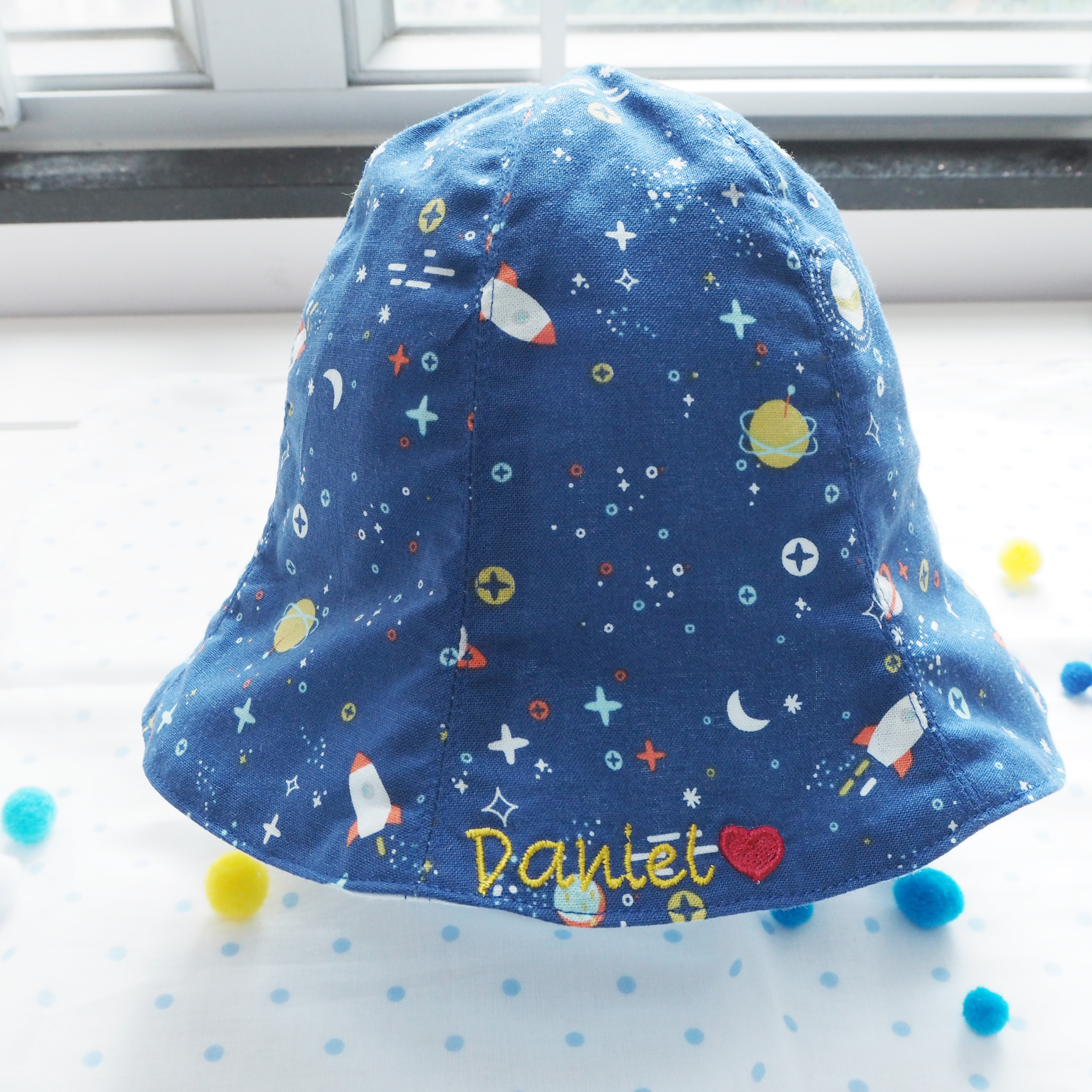 太空圖案 純棉布嬰兒帽