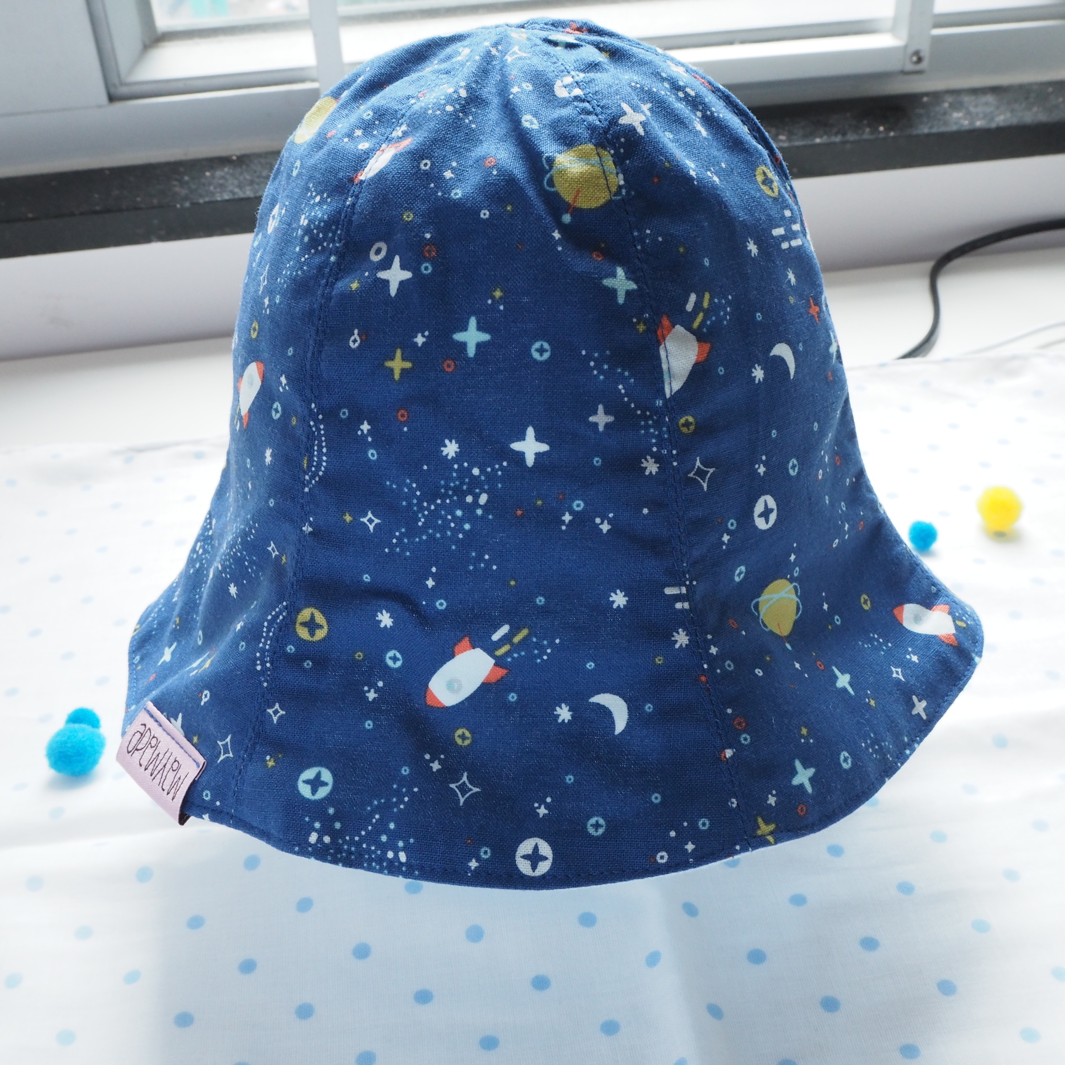 太空圖案 純棉布嬰兒帽