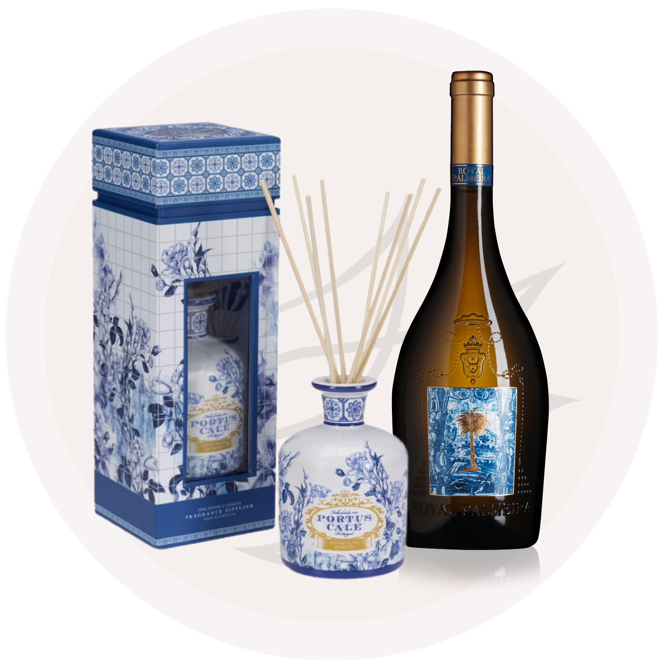 葡萄牙傳統藍金香薰座及酒禮品裝