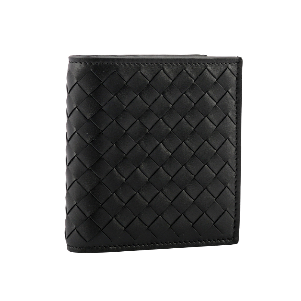 【BOTTEGA VENETA】小牛皮編織對開6卡短夾