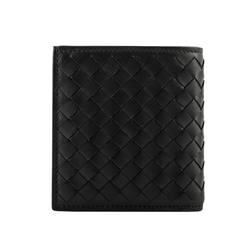 【BOTTEGA VENETA】小牛皮編織對開6卡短夾