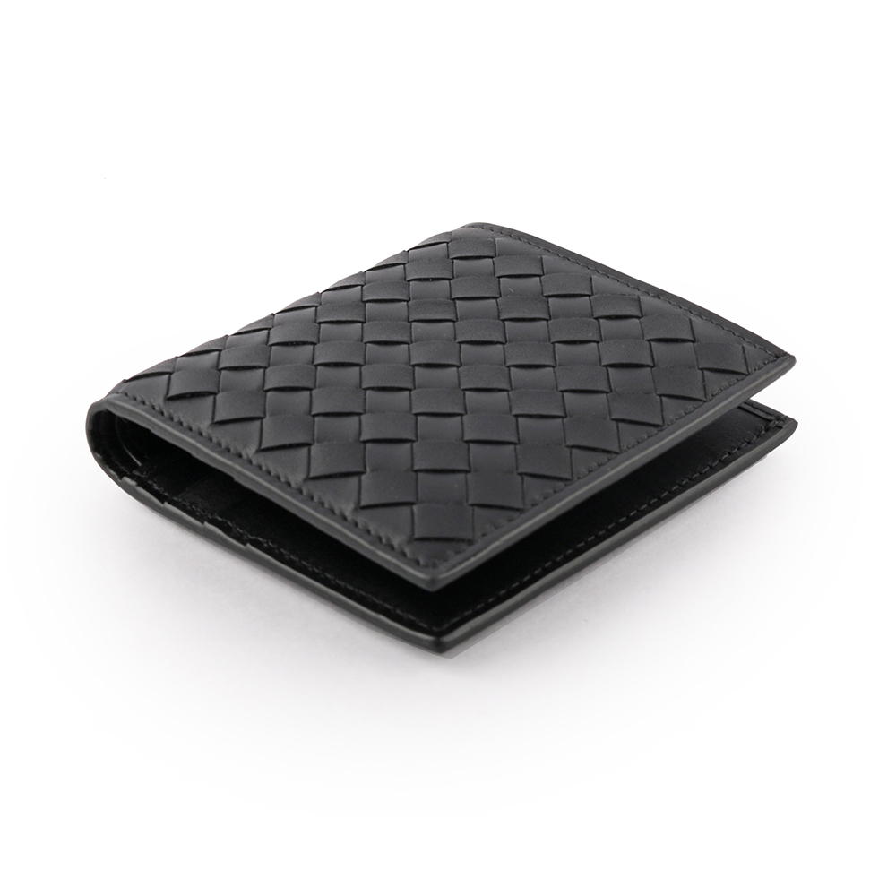 【BOTTEGA VENETA】小牛皮編織對開6卡短夾