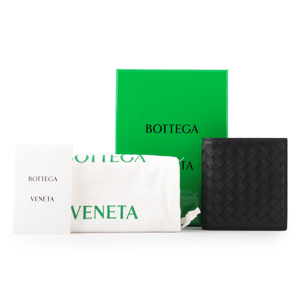 【BOTTEGA VENETA】小牛皮編織對開6卡短夾