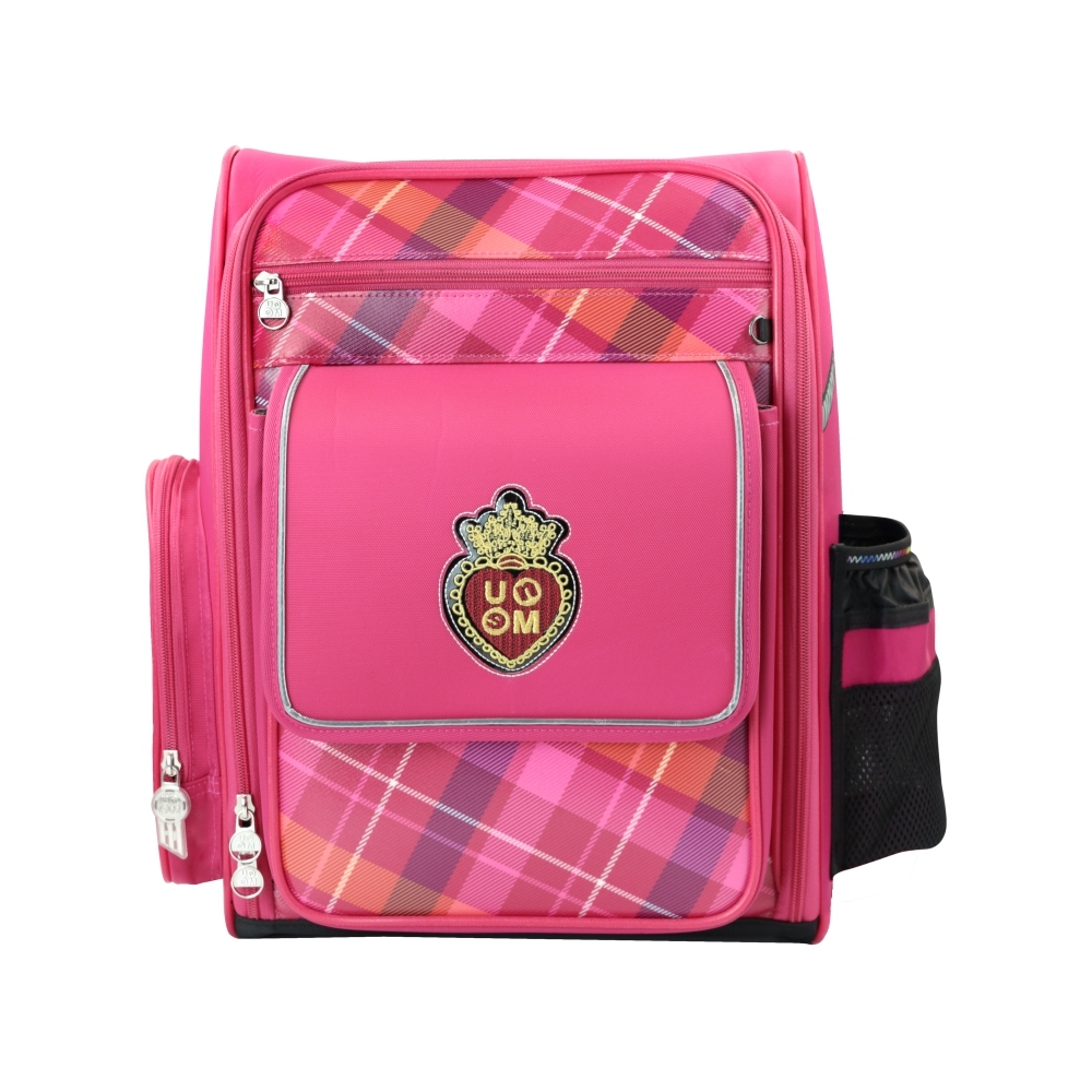 寶格新麗曲線護脊減壓書包-桃紅格(U9612)