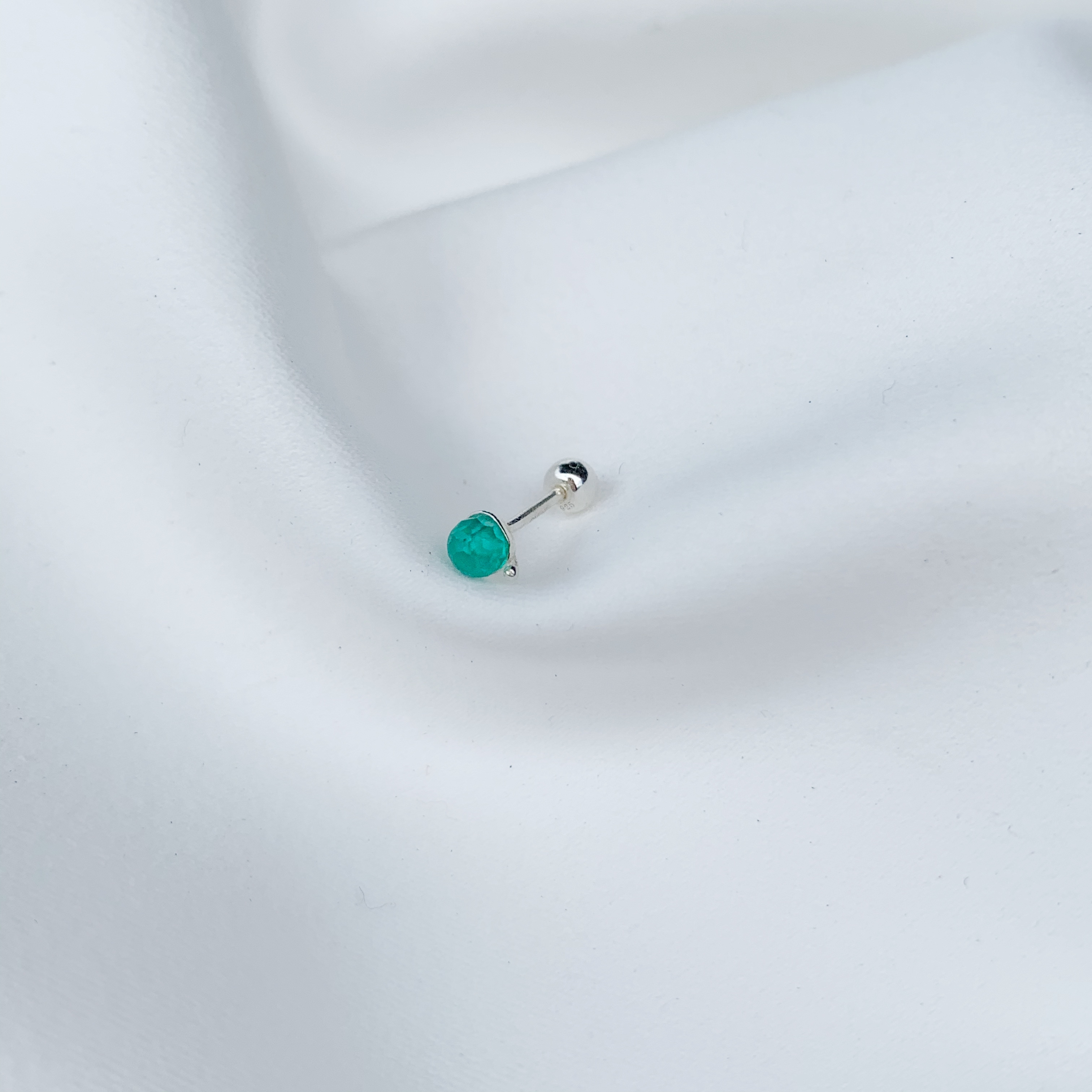 綠瑪瑙球球小點轉珠耳環