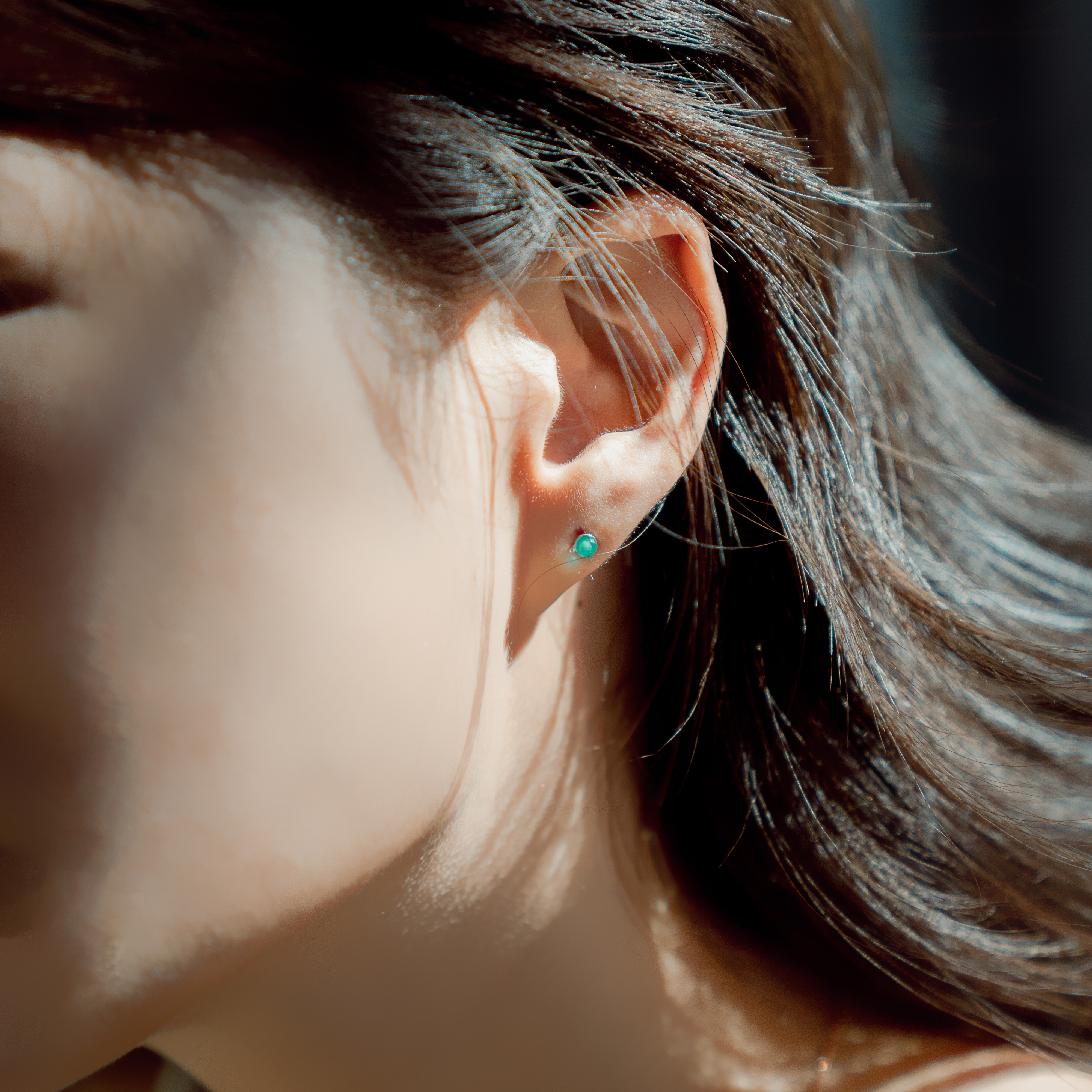 綠瑪瑙球球小點轉珠耳環