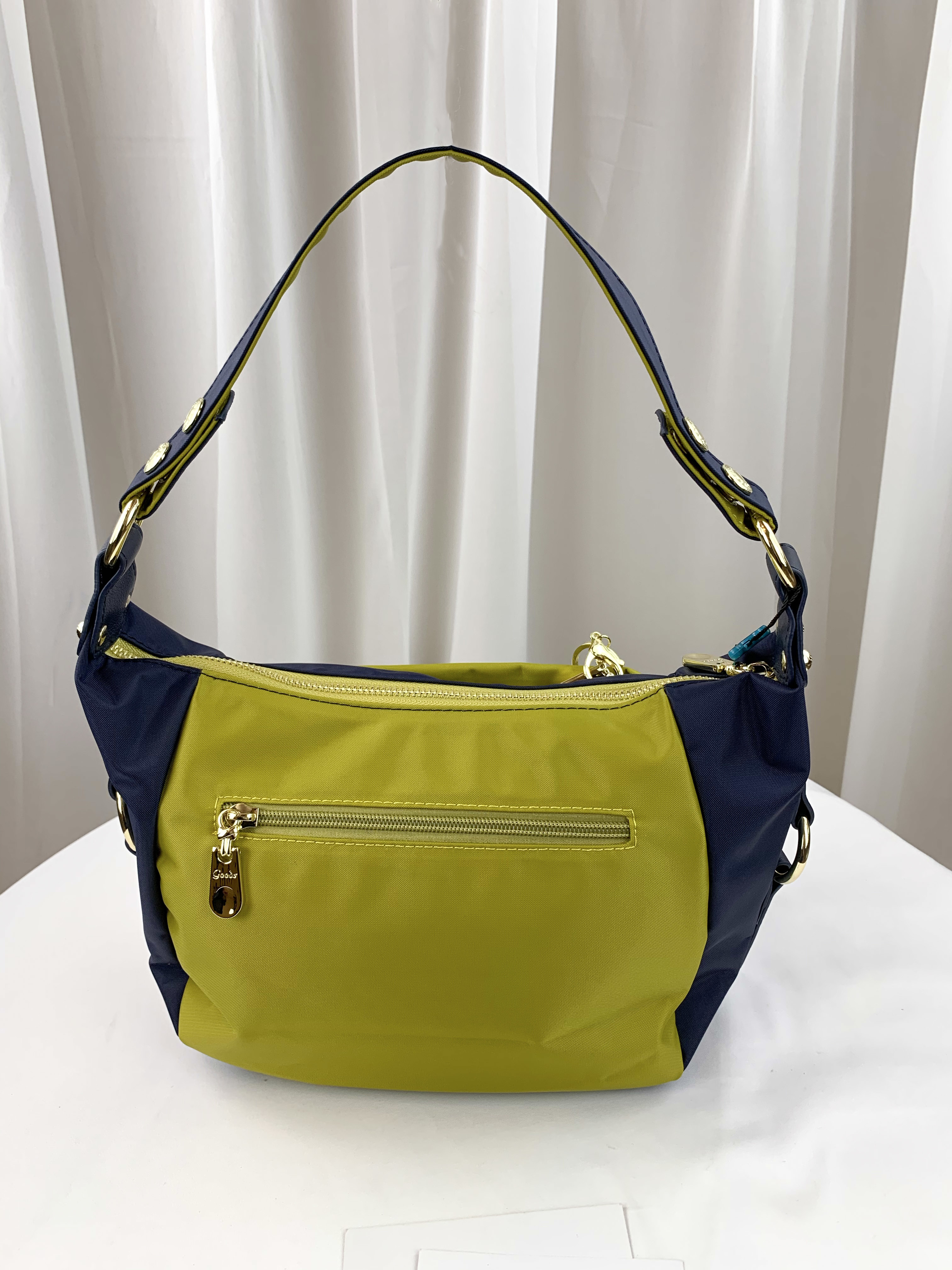 GOODS 織帶芥末黃藍 尼龍防潑水肩背包 / 側背包 #2276