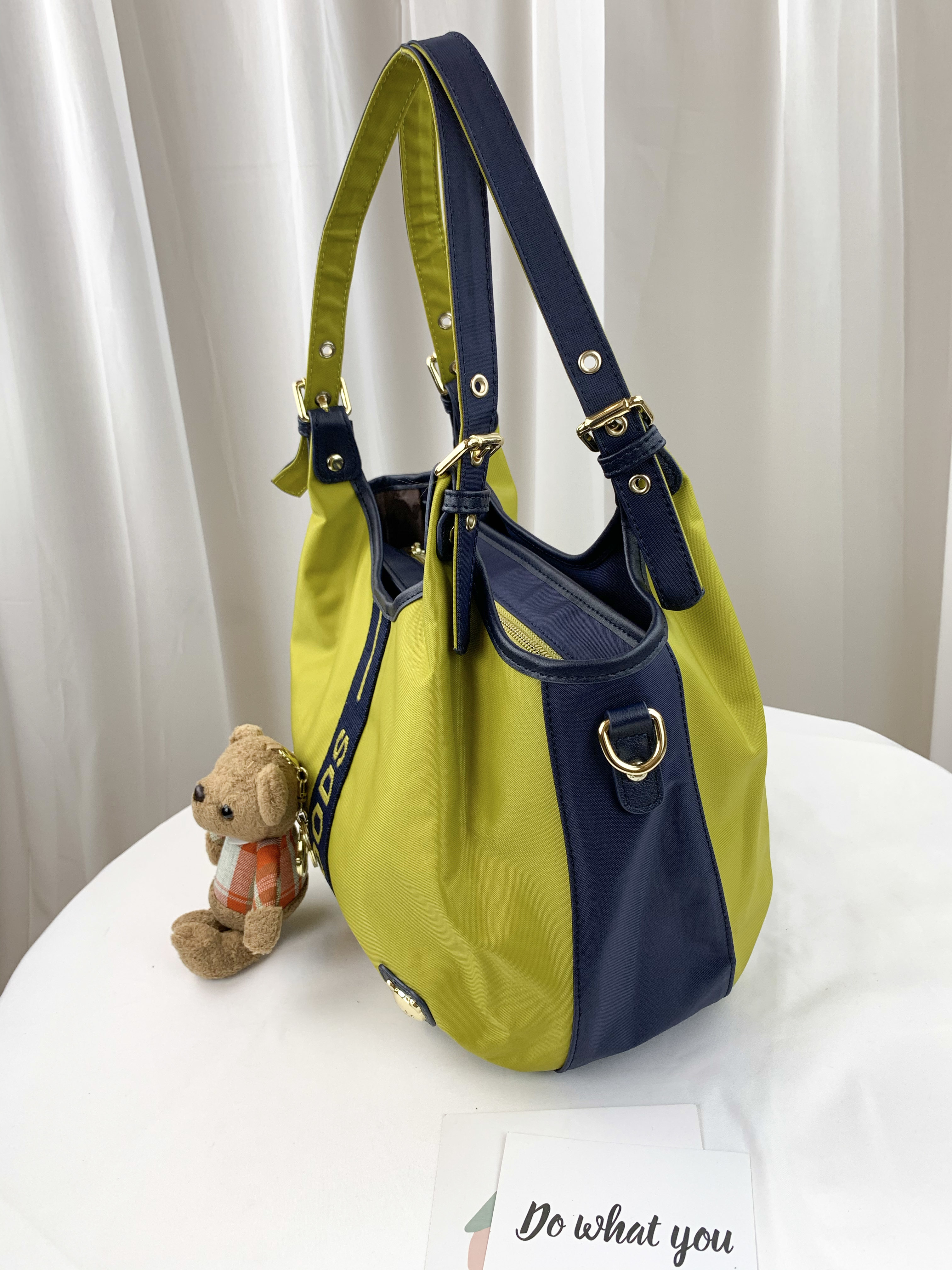 GOODS 織帶芥末黃藍 尼龍防潑水手提包 / 側背包 #2520