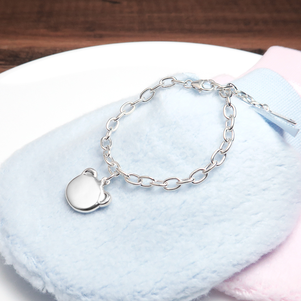 活力小熊 親子兒童手鍊(寬版) 925純銀客製化刻字手鍊