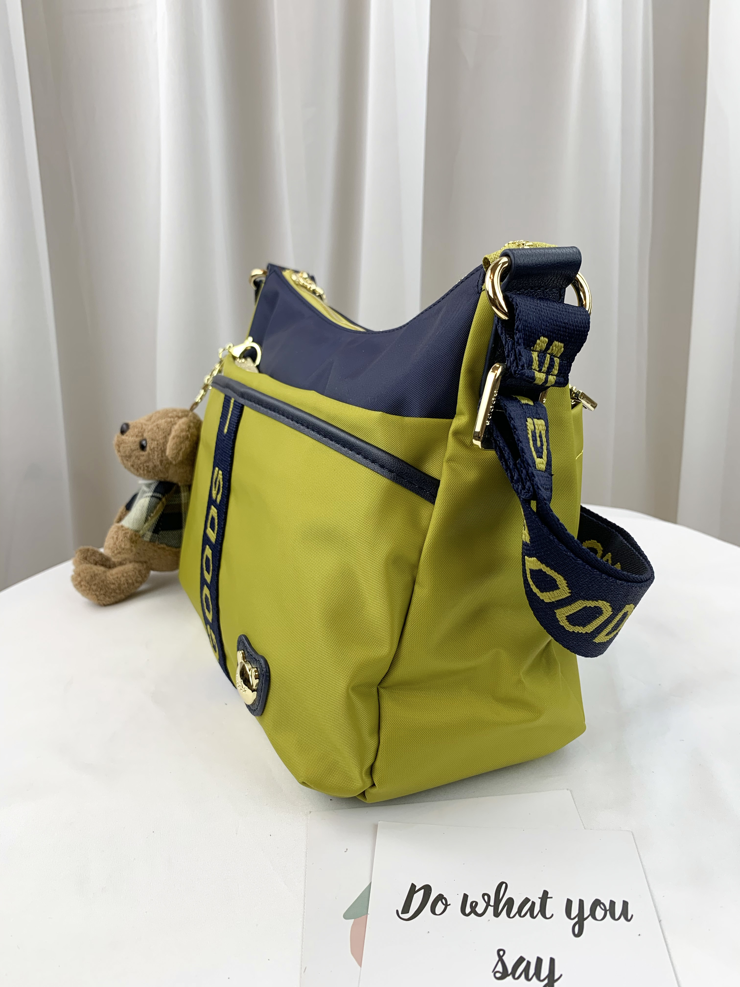 GOODS 織帶芥末黃藍 尼龍防潑水側背包 #2638