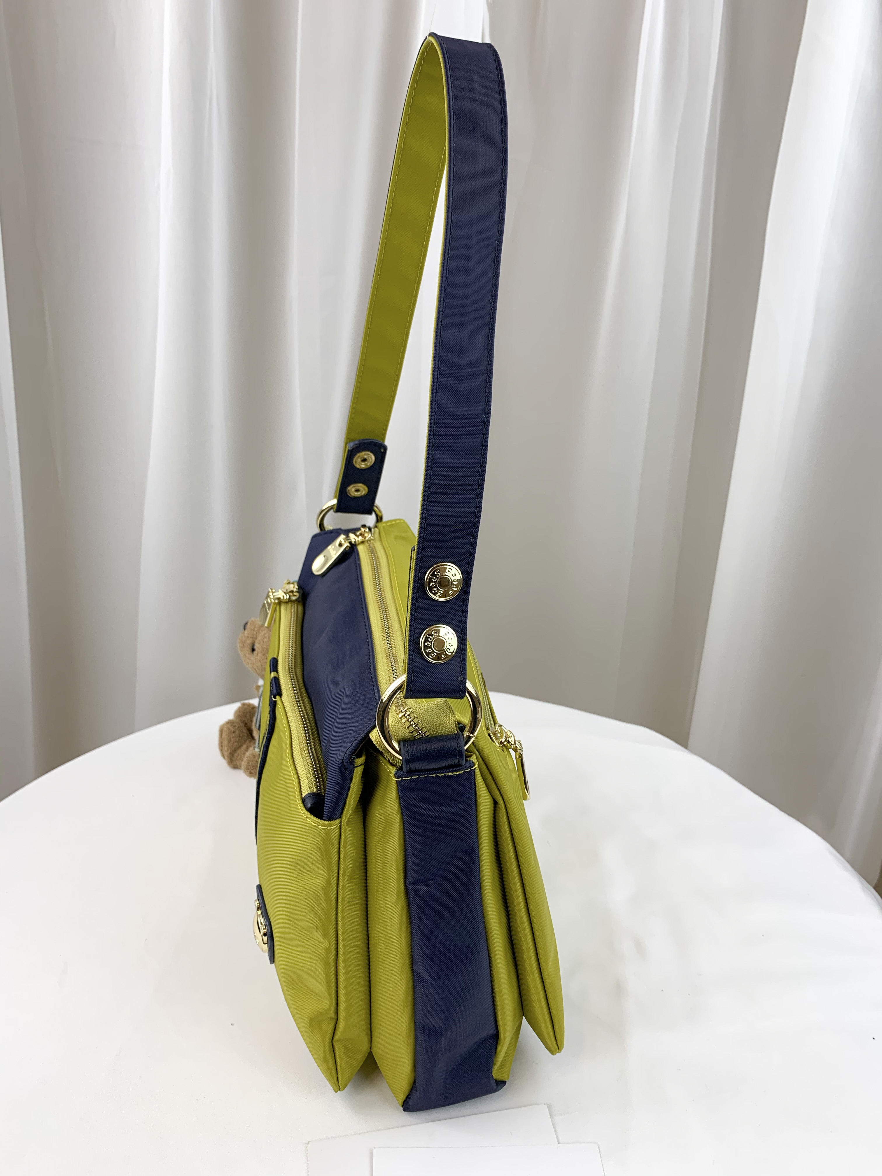 GOODS 織帶芥末黃藍 尼龍防潑水側背包  #29259