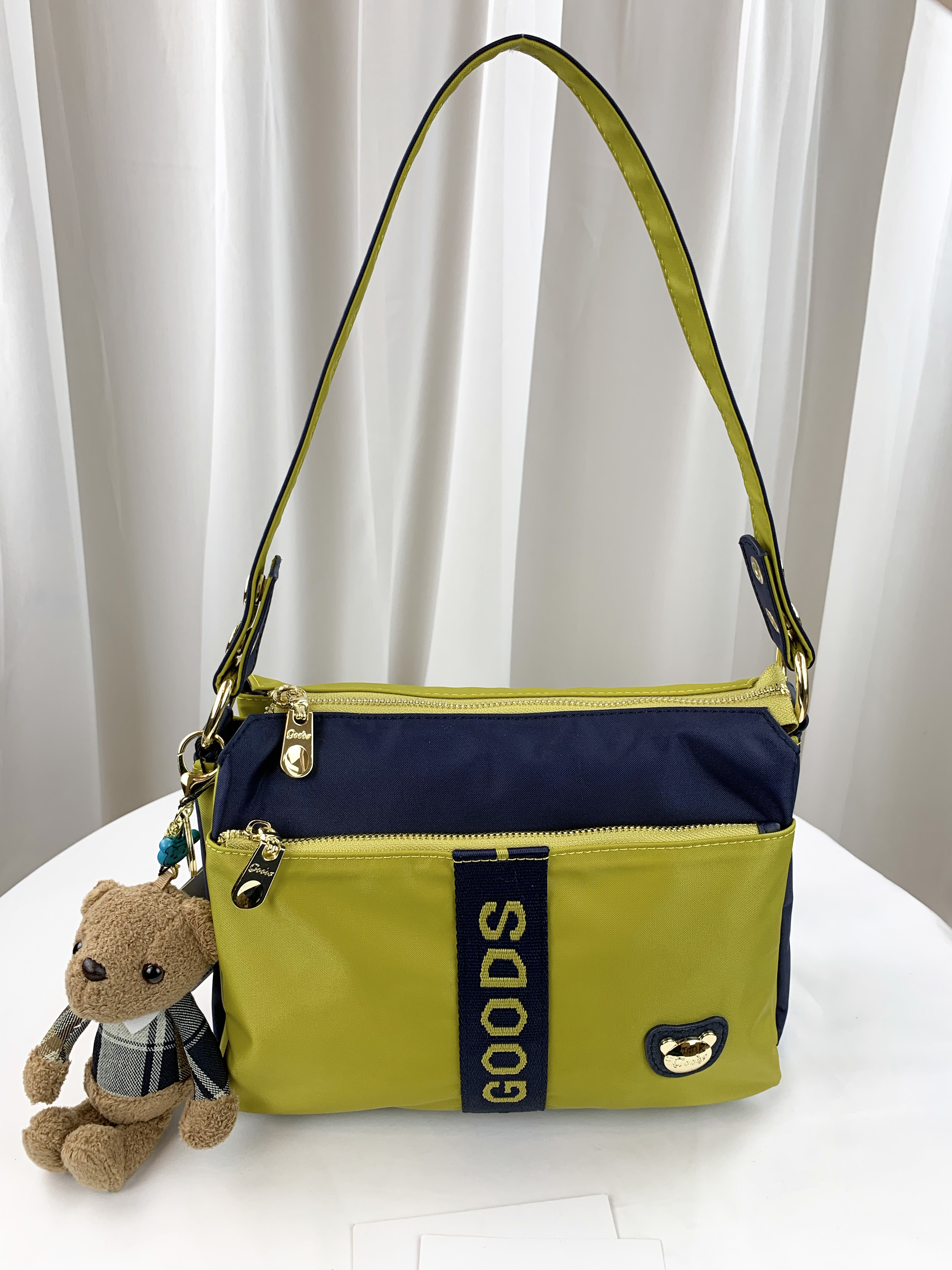 GOODS 織帶芥末黃藍 尼龍防潑水側背包  #29259