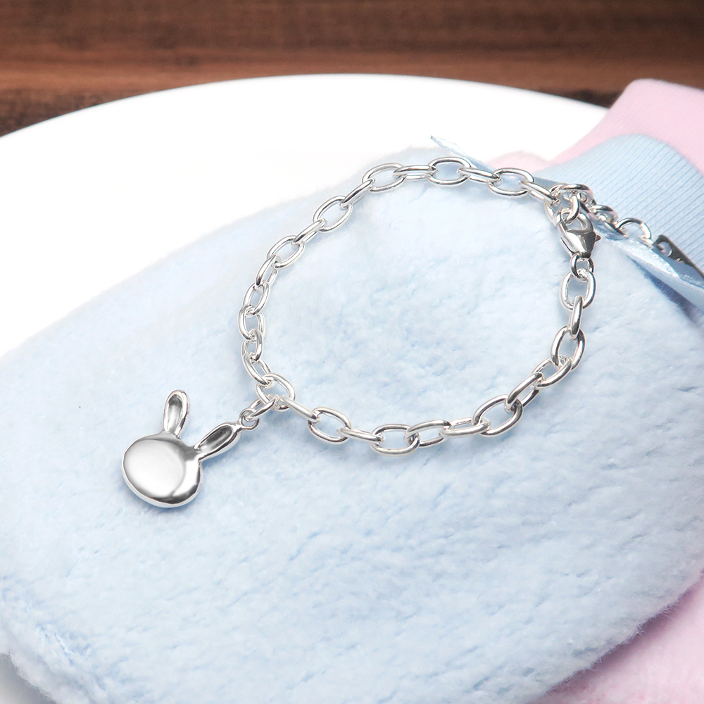 跳跳兔 親子兒童手鍊(寬版) 925純銀客製化刻字手鍊 嬰幼兒彌月禮 親子銀飾