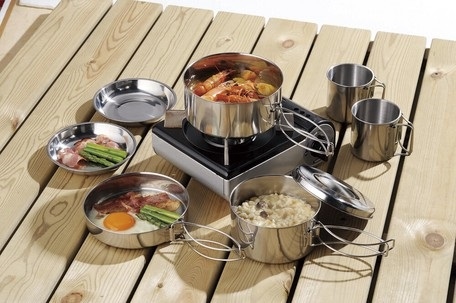 Sola 不鏽鋼露營不鏽鋼便當盒8件組附袋 PP-02