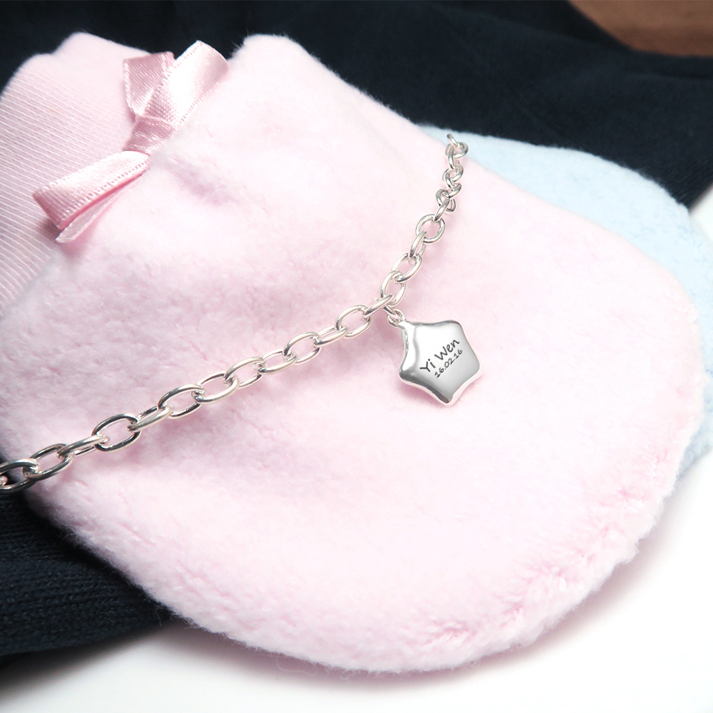 小星星 親子兒童手鍊(寬版) 925純銀客製化刻字手鍊