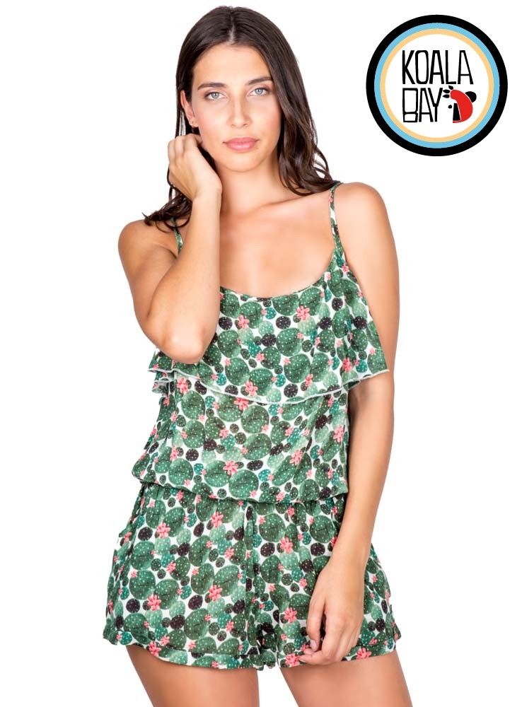 【KOALA BAY】俏皮花草撞色無袖連身短褲
