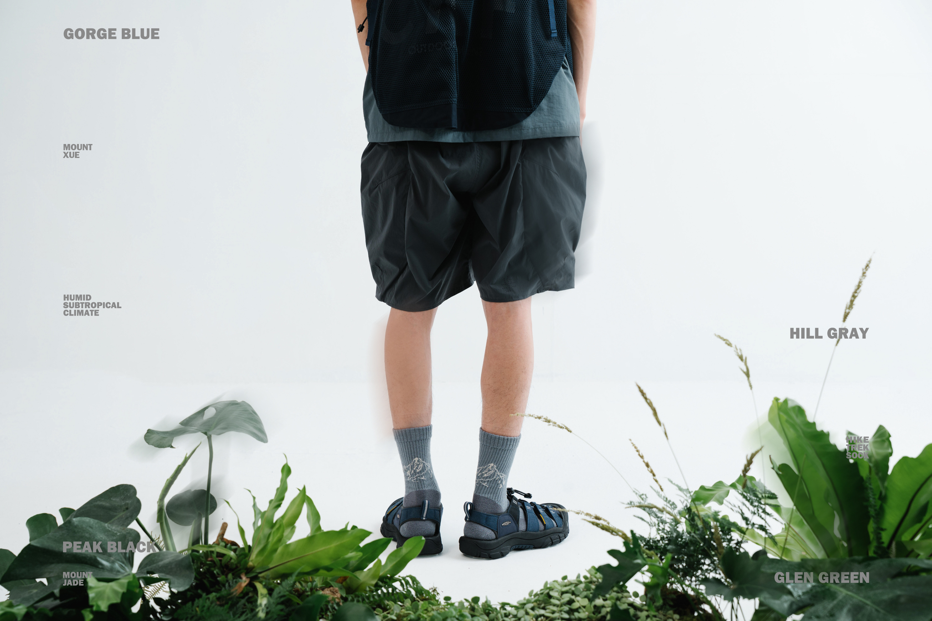 nozzle quiz x HANCHOR 合作系列美麗諾羊毛 (Merino wool) 登山襪《Forest trail》，灰色款 - 嶽岩