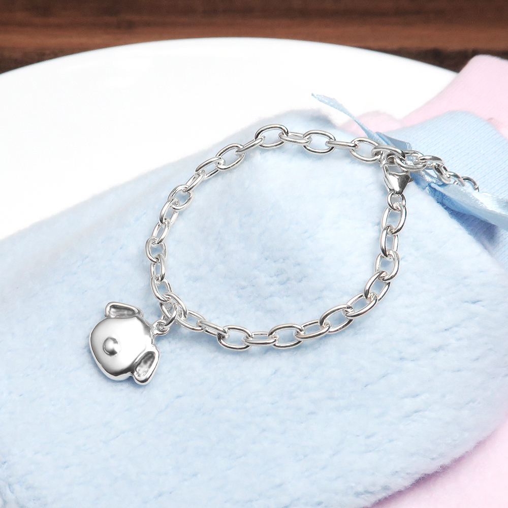 吉利狗 親子兒童手鍊(寬版) 925純銀客製化刻字手鍊