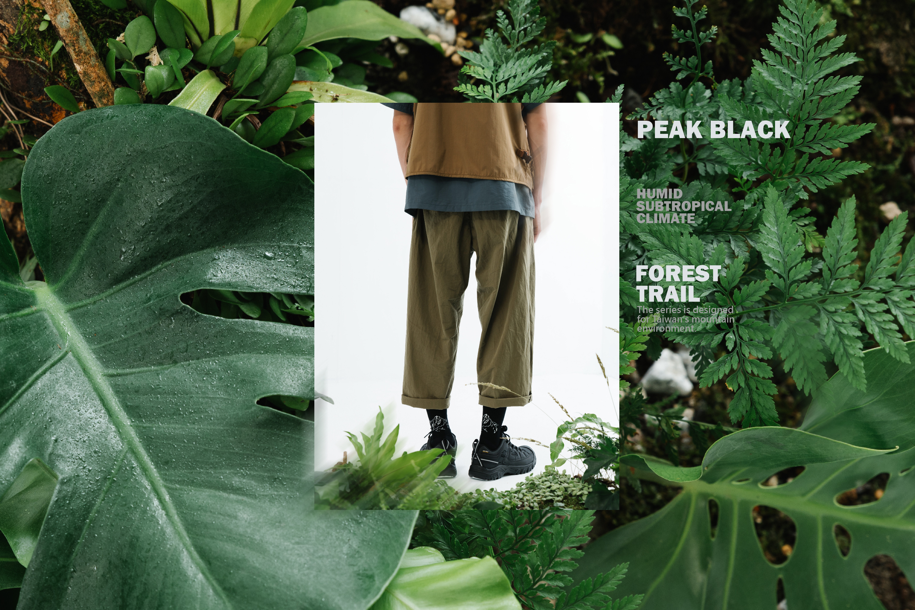 nozzle quiz x HANCHOR 合作系列美麗諾羊毛 (Merino wool) 登山襪《Forest trail》，黑色款 - 峰黑