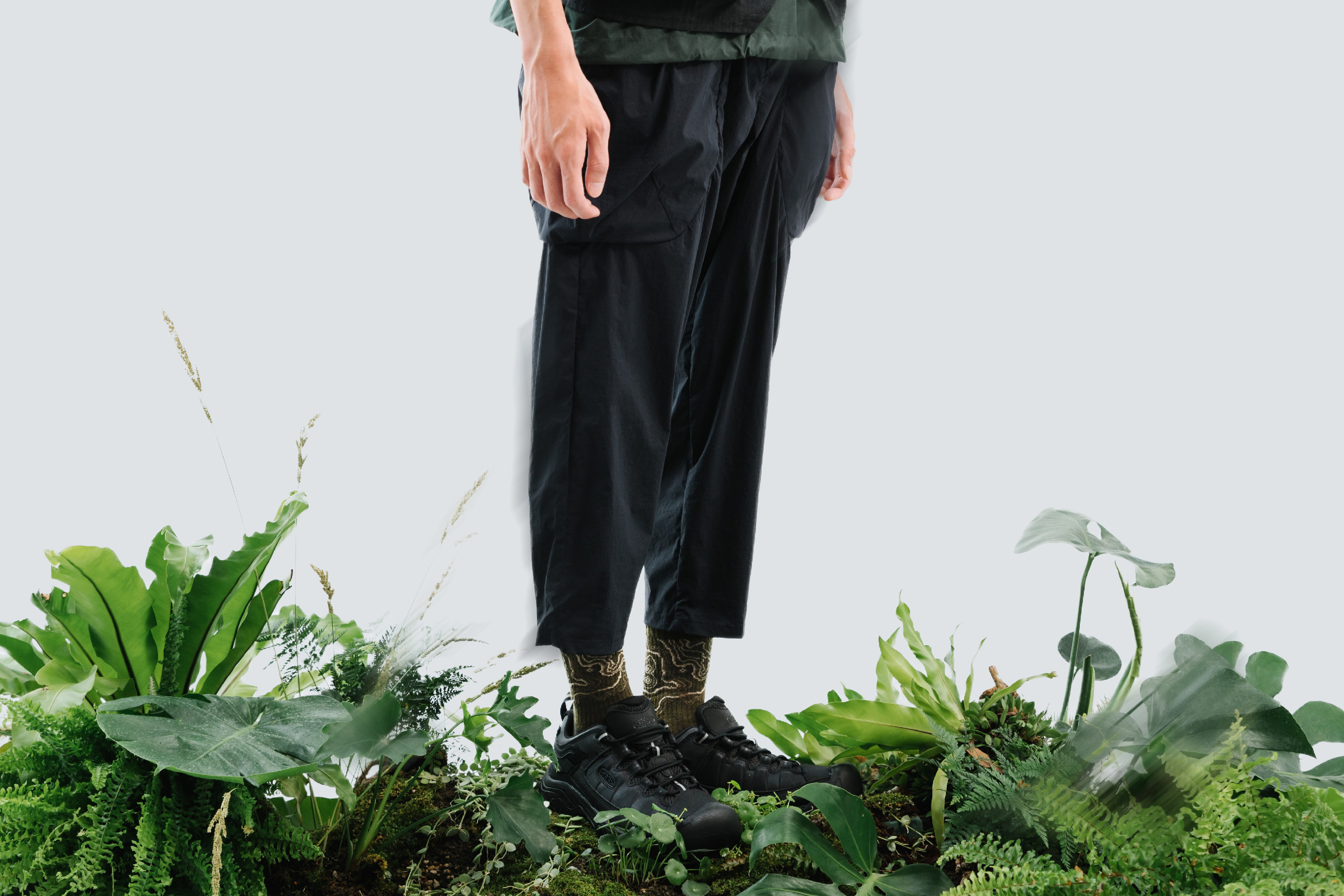 nozzle quiz x HANCHOR 合作系列美麗諾羊毛登山襪《Forest trail》，綠色款 - 谷綠