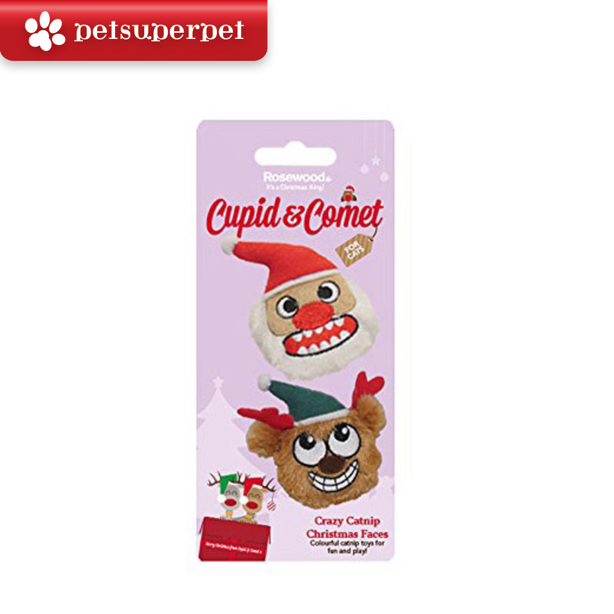 ROSEWOOD 聖誕怪臉2個貓玩具（內含貓薄荷）
