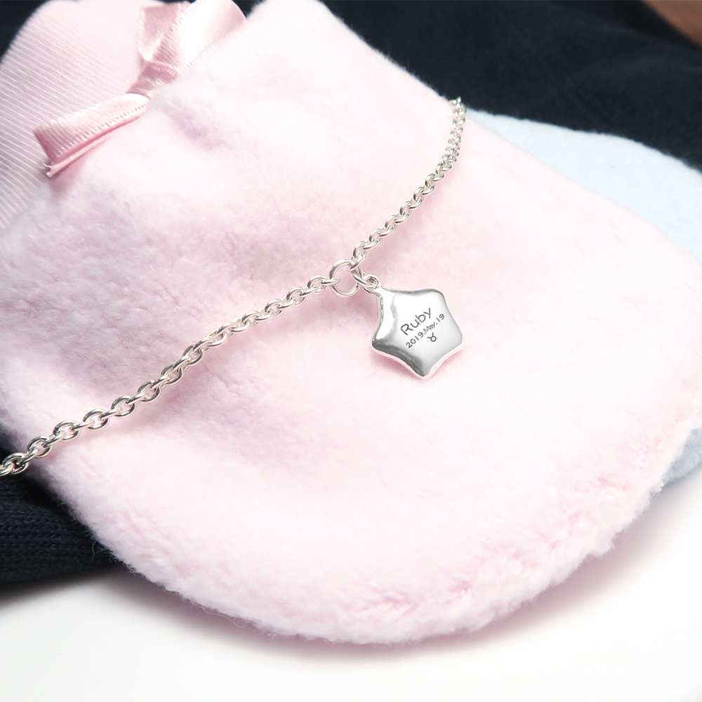 小星星 親子兒童手鍊(細版) 925純銀客製化刻字手鍊