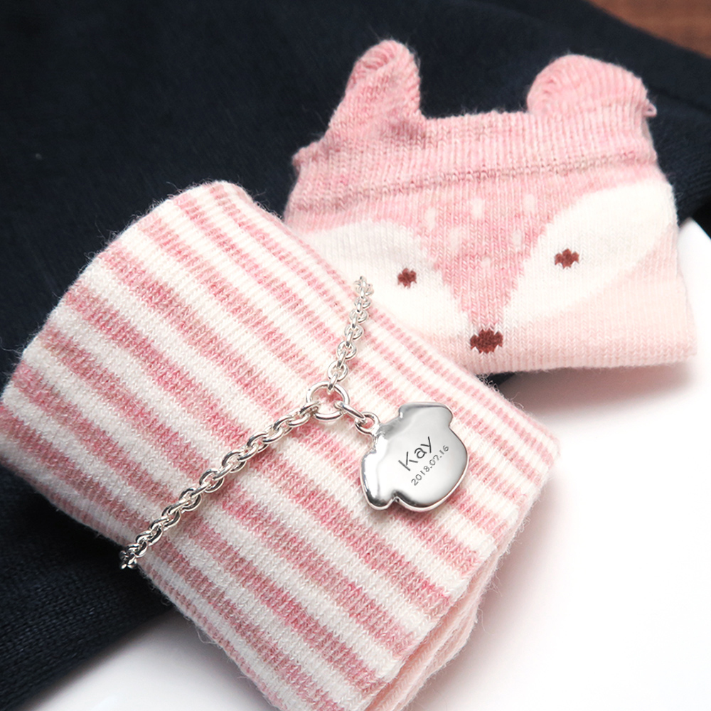 吉利狗 親子兒童手鍊(細版) 925純銀客製化刻字手鍊