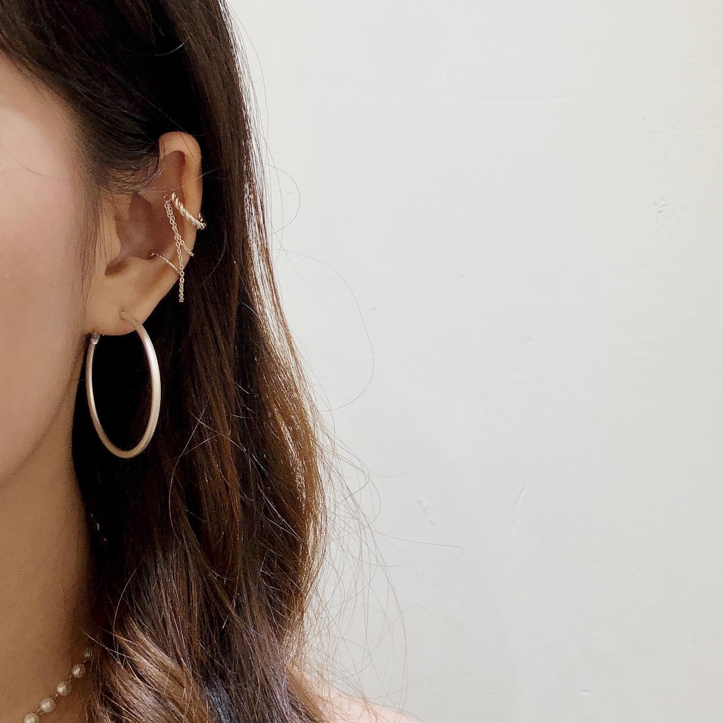 歐美霧面圈圈。鋼針耳環