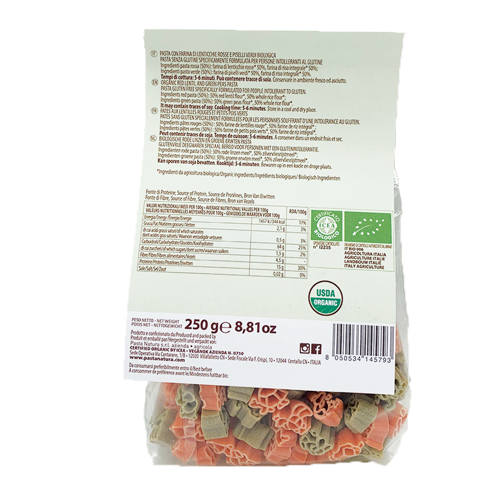 Pasta Natura Organic LSGF Lentis Green Peas Kids (250 g) (94007)