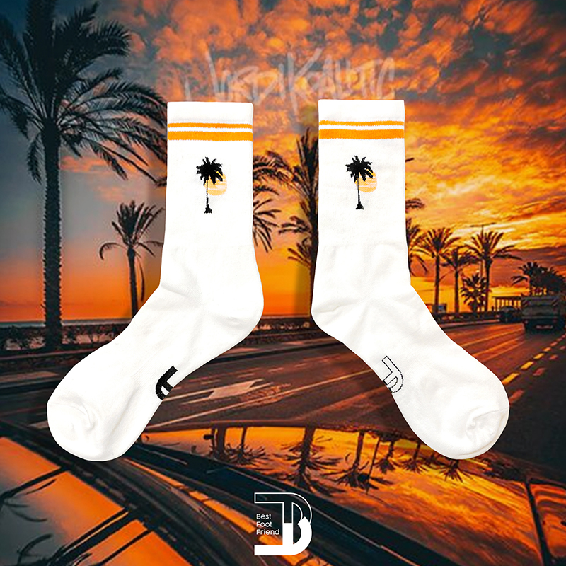 加州椰子樹襪 _ 白色_BF200026