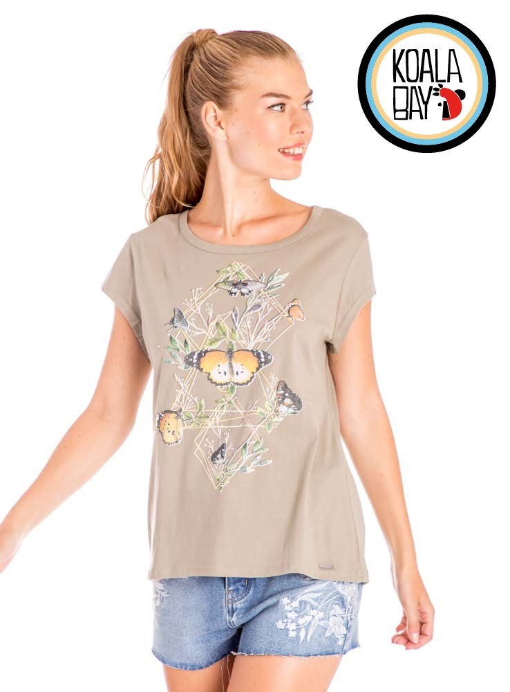 【KOALA BAY】蝴蝶花花圓領基本款上衣