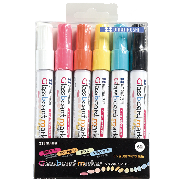 日本馬印 - 玻璃白板筆/液態粉筆 (6色套裝)