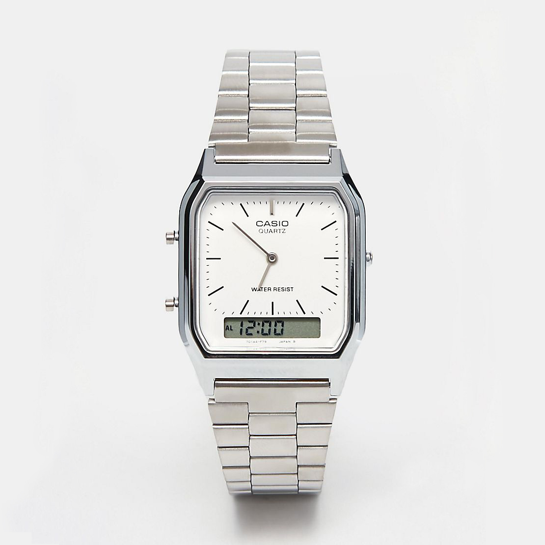 CASIO AQ-230A-7D 銀色 雙顯 方形 復古錶