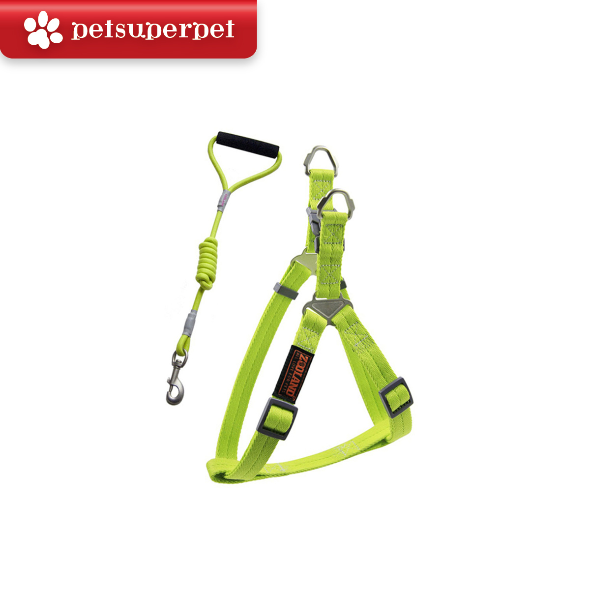 Zooland 狗狗牽引繩 + 胸背帶 - 草綠色 [3尺寸]