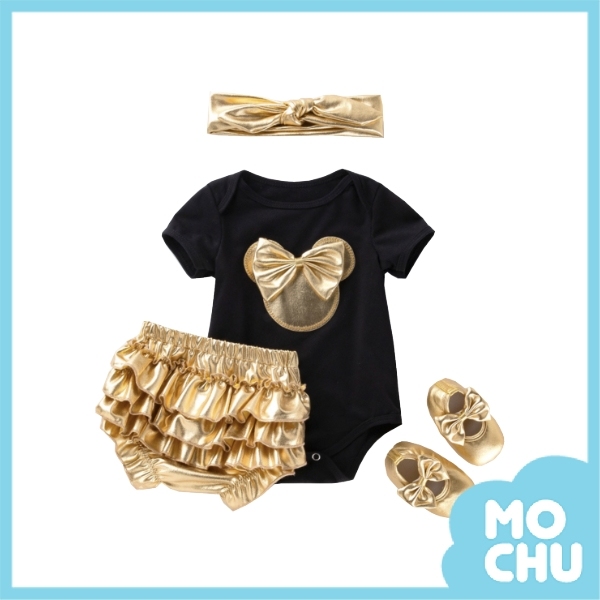 閃亮亮大耳朵包屁衣四件組(兩色)