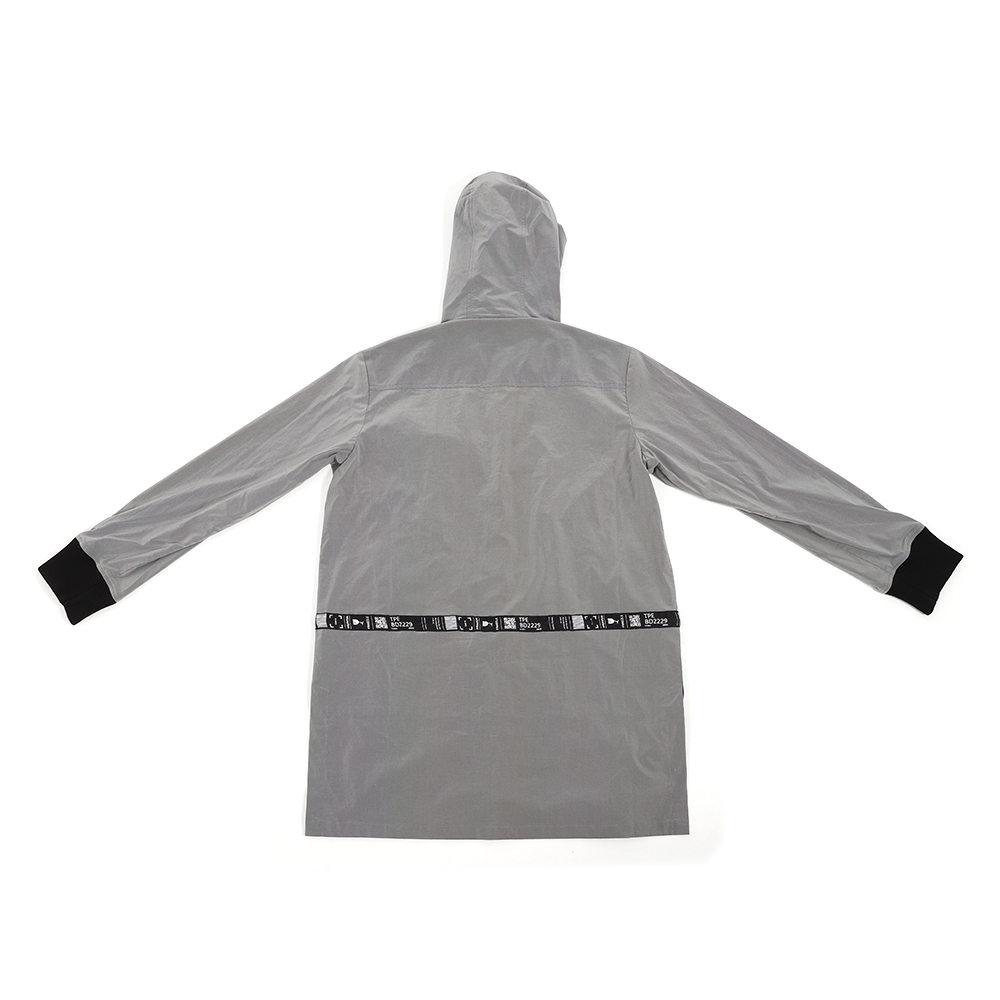 高領連帽反光軍外套 - 灰