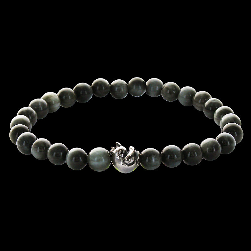 Silver Chick Bead w/ 6mm Stone Bracelet