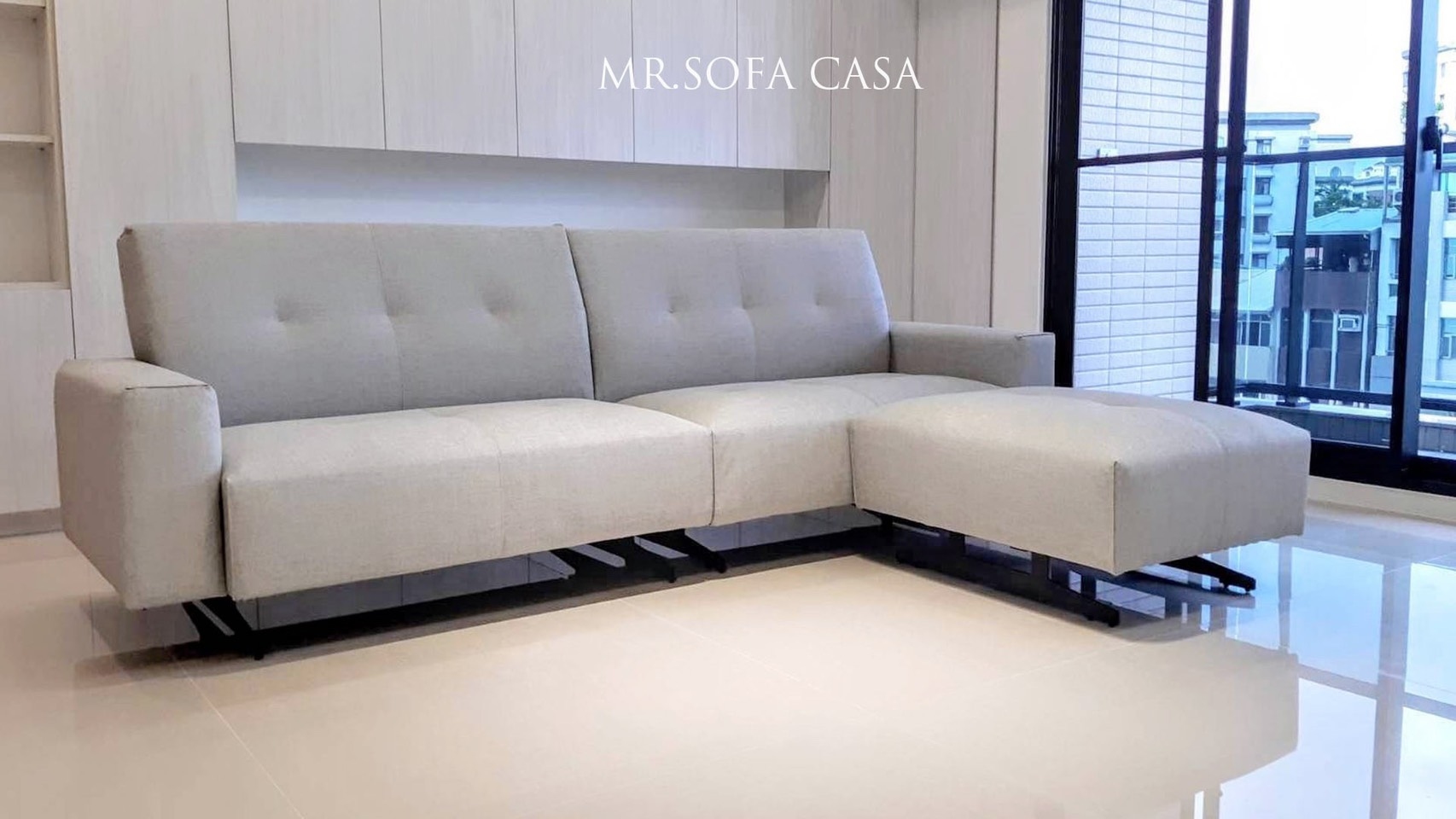 50型L型牛皮沙發