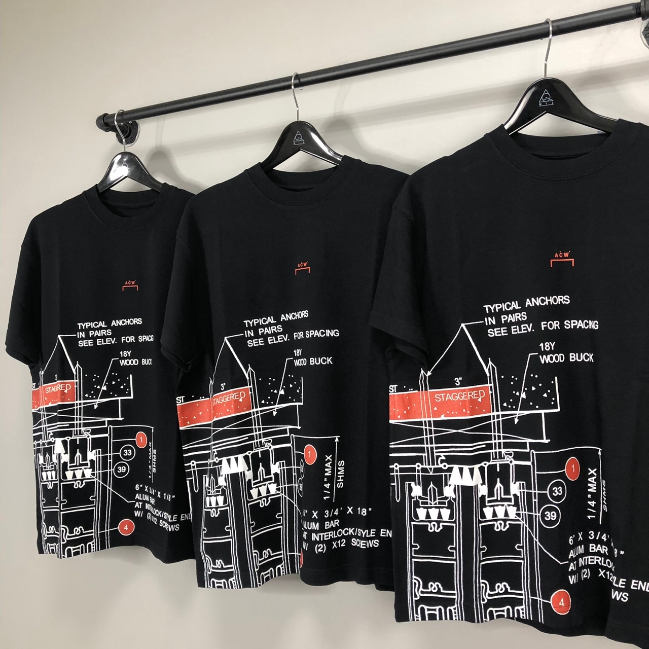 稀少現貨 ACW A-Cold-Wall* 字體 Logo 藍圖 短袖 T