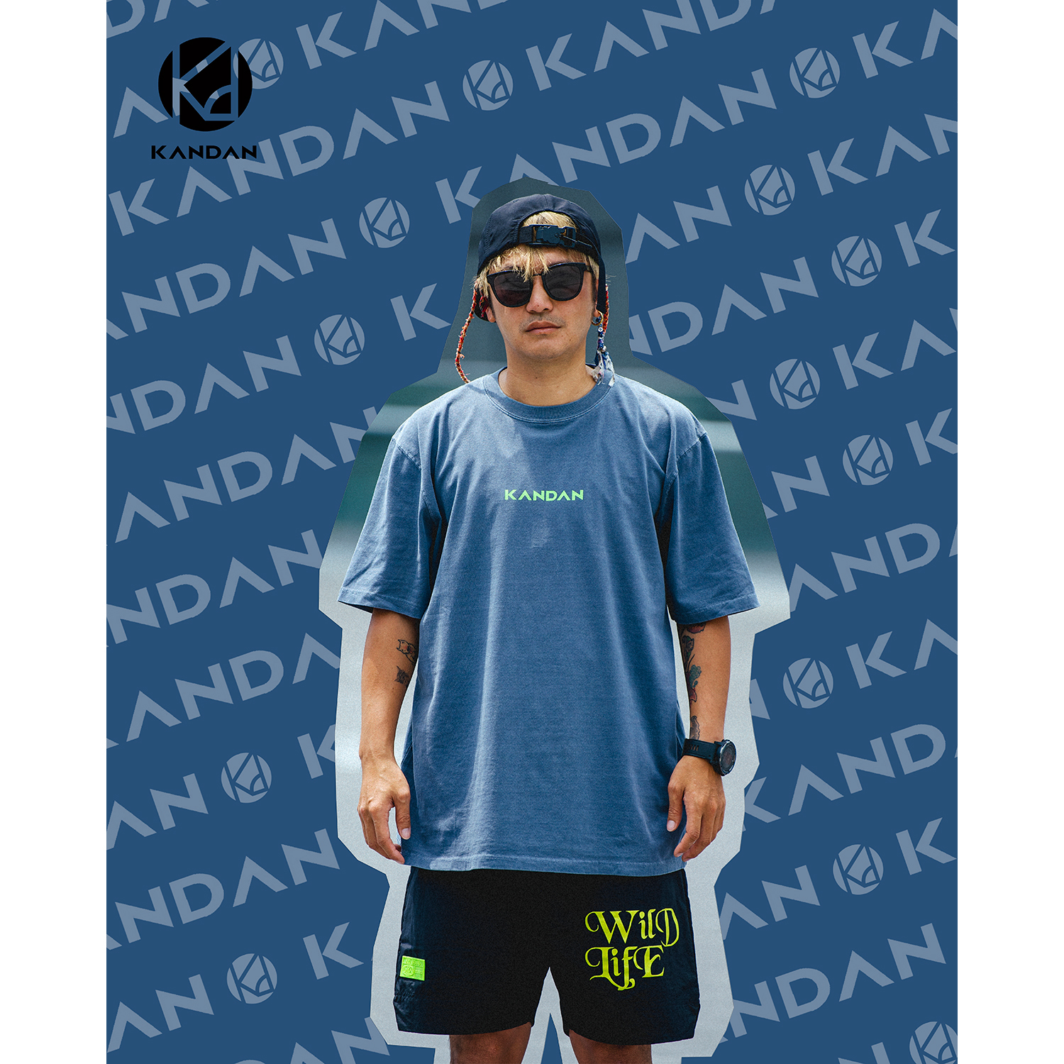 KID ® KANDAN系列 水洗短T 灰藍