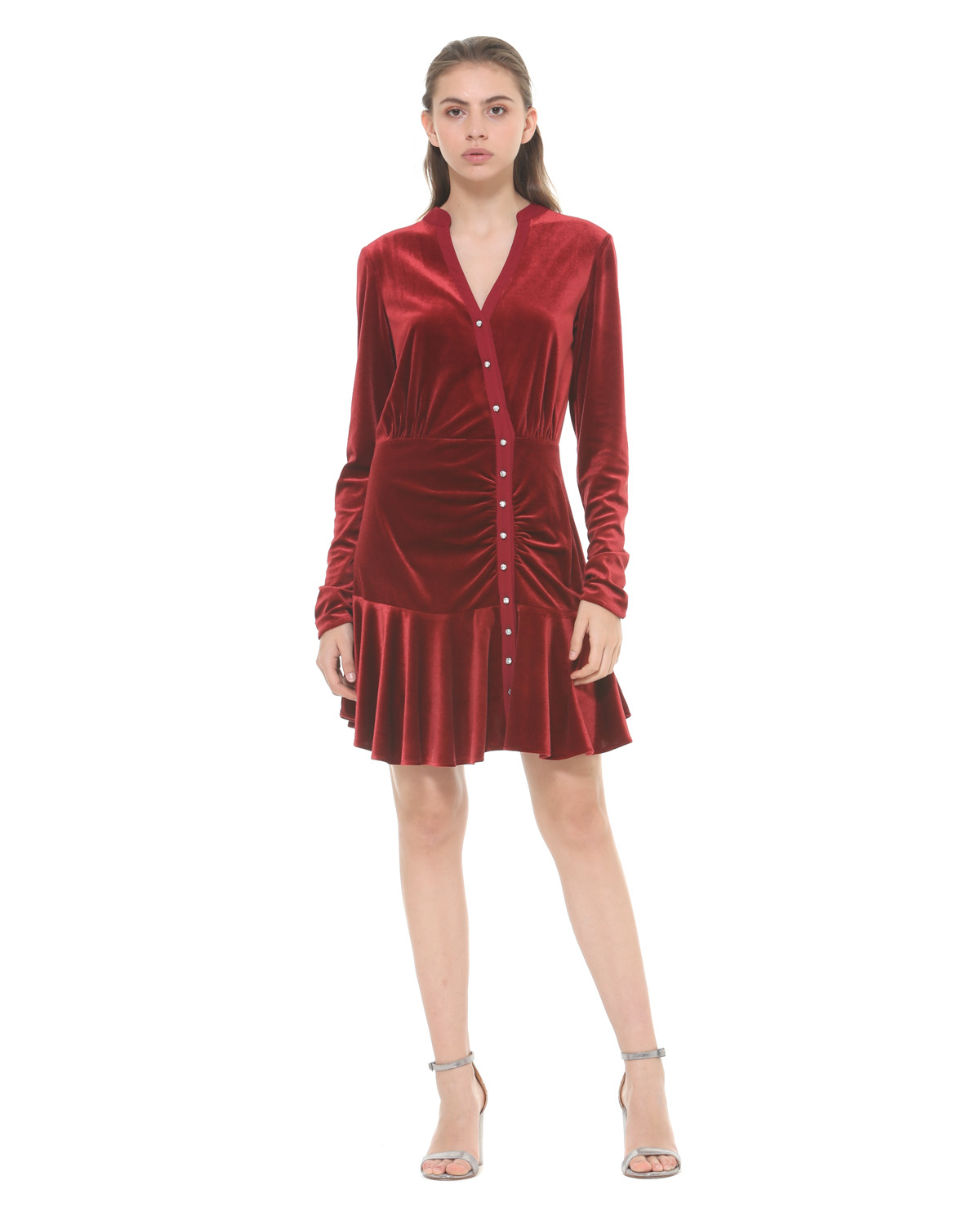 【SILVIAN HEACH】絨布排釦長袖魚尾洋裝