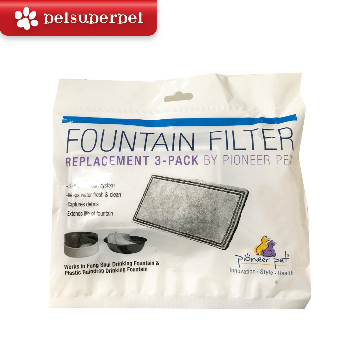 Pioneer Pet 活性炭飲水機替換過濾芯 3003 (兩包裝) (3片裝）