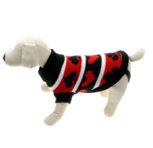 Petime #23 狗狗聖誕圖案保暖毛衣 #黑&紅&白色，撲克 [3尺寸]