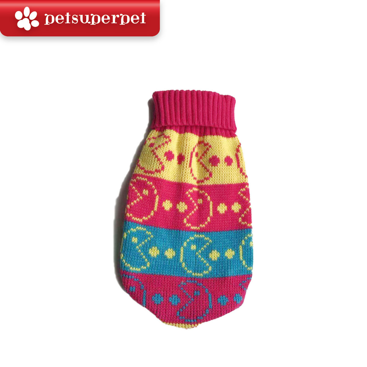 Petime - #11 狗狗聖誕圖案保暖毛衣 #黃&桃紅&綠色  [中碼]