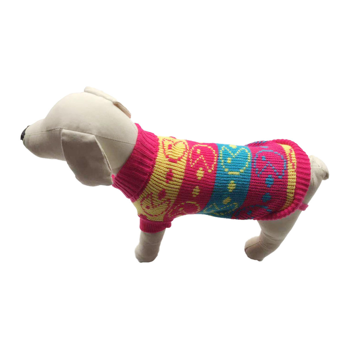 Petime - #11 狗狗聖誕圖案保暖毛衣 #黃&桃紅&綠色  [中碼]